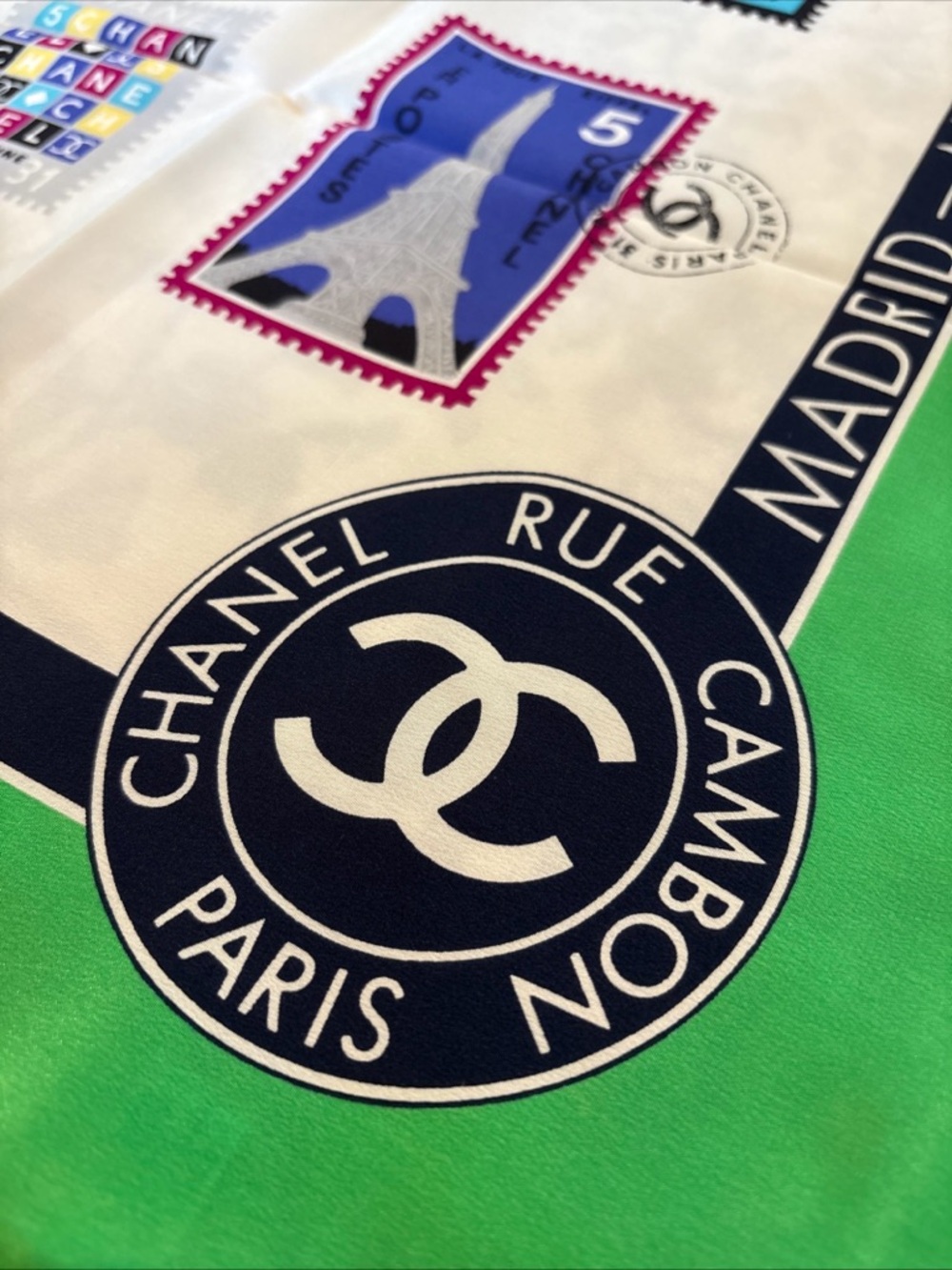 Chanel Scarf Stamps 100% Silk made in Italy - Picture 2 of 10